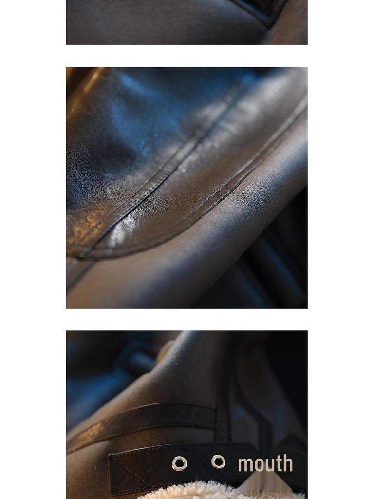 Herren Winter Hirschleder Wildleder Lammwollbesetzte Fleecejacke