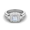 5 MM Cushion Natural Moonstone 925 Sterling Silver Side Stone Women Wedding Bridal Ring