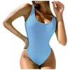 Women's High Waist Plus Size One Piece Swimsuit Textured Fabric Ribbed Design Stretchy Fit Slimming Swimwear
