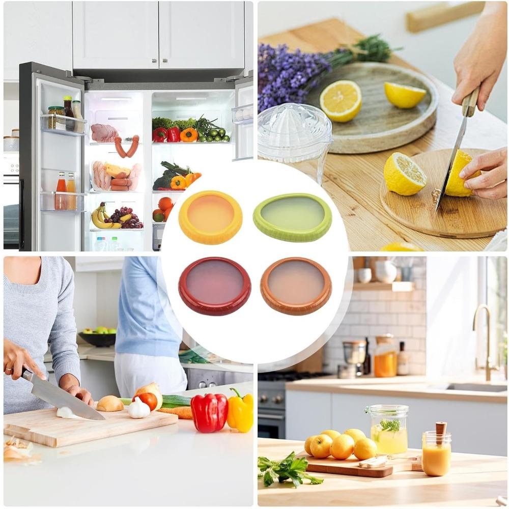Silicone Fruit Storage Box,Reusable Silicone Food Savers Fridge Storage Boxes Keep Fruit and Veg Fresh, 4pcs Storage Box