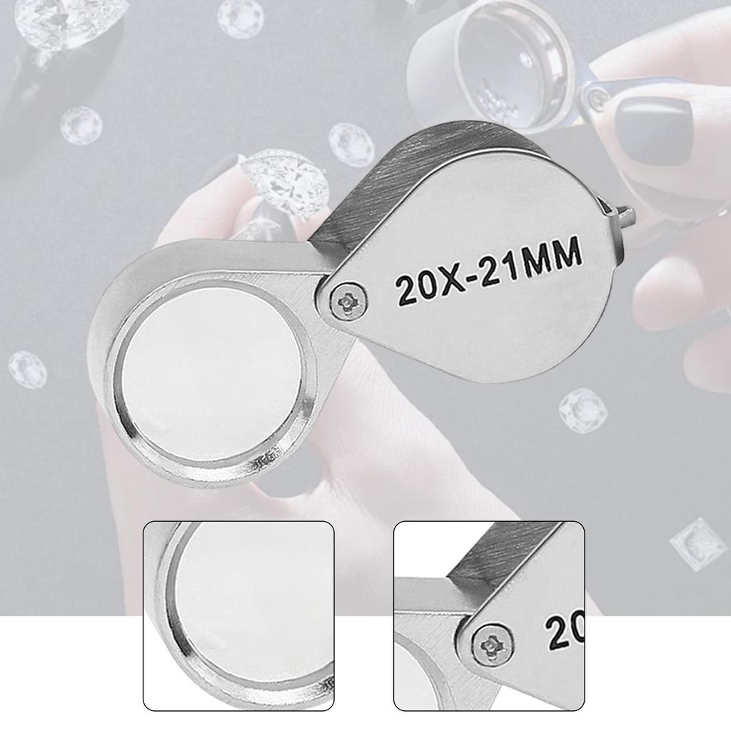 Jeweler Loupe Magnifier Foldable Pocket Handheld Glass Lens Metal Structure Portable and