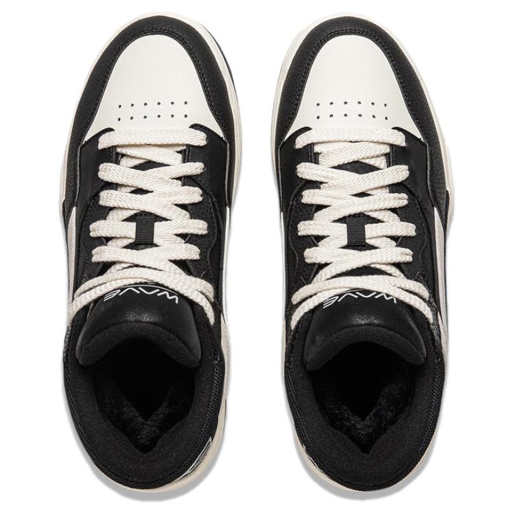 Li Ning Wave MID FLEECE Mid top Skateboard Shoes Men's Black Beige AGCU159-2
