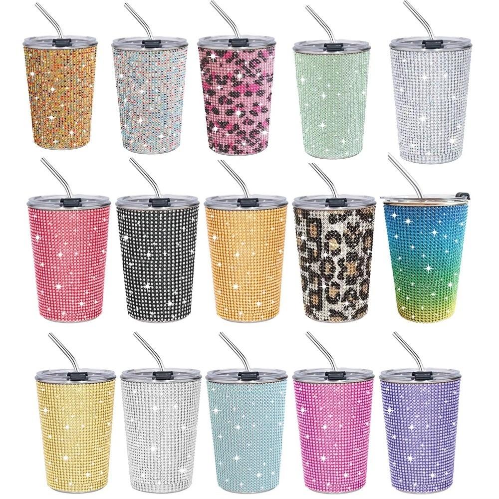 Bling Glitter Coffee Mug 500ml Stainless Steel Water Bottle Durable Rhinestone Water Cup Girl
