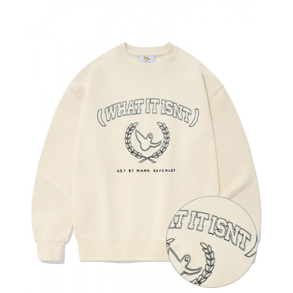 

WHATITISNT Stitch Angel Embroidery Толстовка Цвета Слоновой Кости