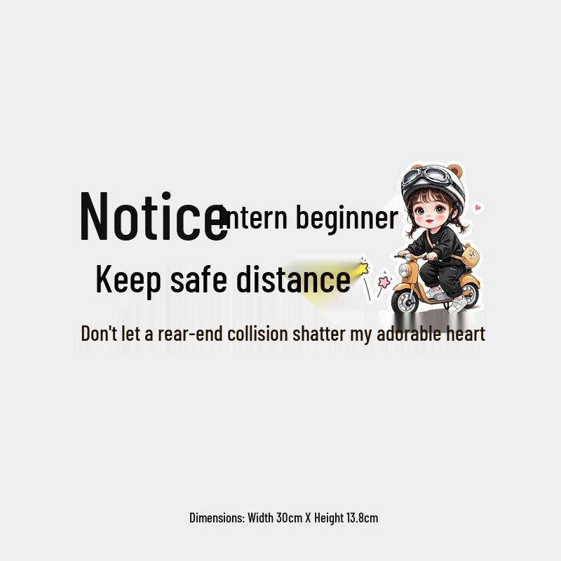 Beginner Driver Caution: Maintain Distance - Female Driver Rear Windshield Sticker