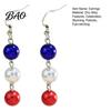 Dangle Drop Earrings 1 Pair Independence Day for Women, Red White Blue Beads European American Style Earrings, 4th of July Patriotic Jewelry Memorial
