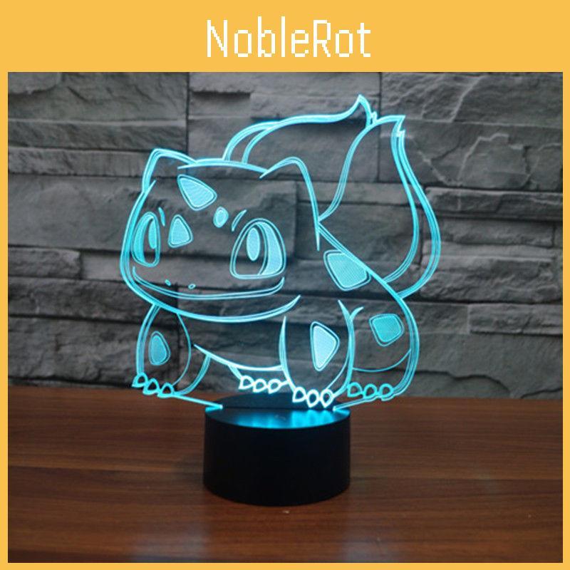 Bulbasaur 3d Touch Night Light 7colors Usb Rechargeable Home Decoration Office