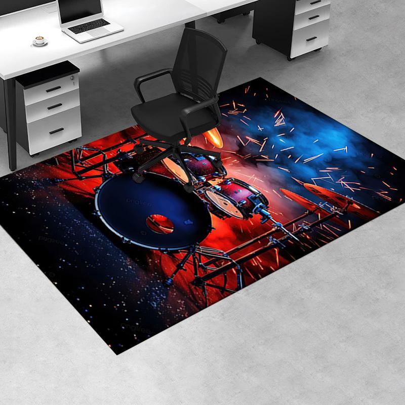Drum Kit Office Chair Mat: Office Carpet, Oversized Rug for Home Decor, Sofa Mat, Desk Pad Perfect Gift for Any Room