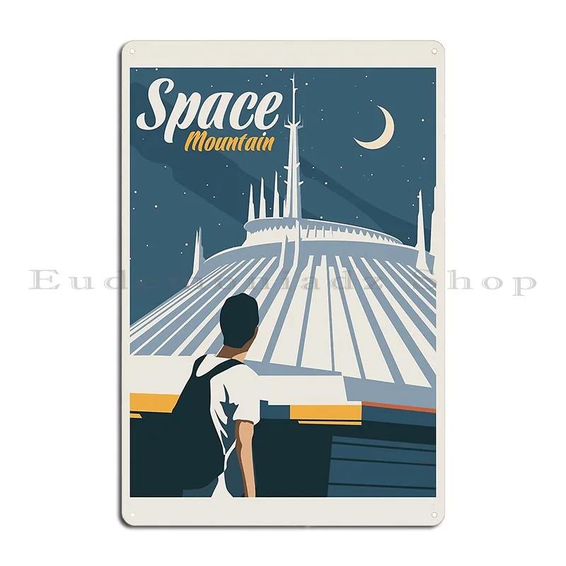 Space Mountain Minimalist Travel Style Theme Park Art Metal Sign Pub Printing Party Club Designing Tin Sign Poster