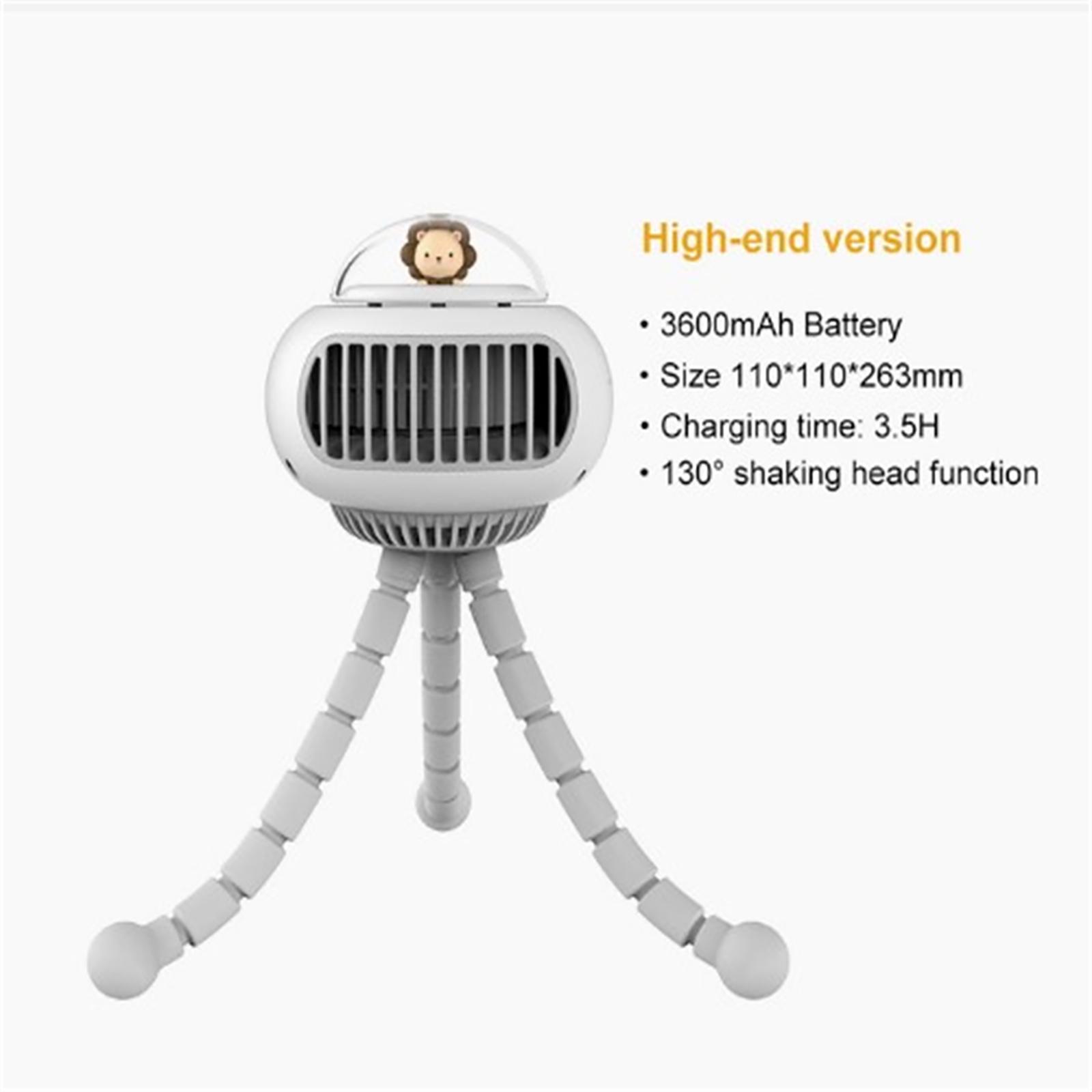 

Mini Stroller Cooling Fan 3600mah Rechargeable 130 Degree Auto Rotation 4 Speeds Handheld Air Cooler Fan White#0