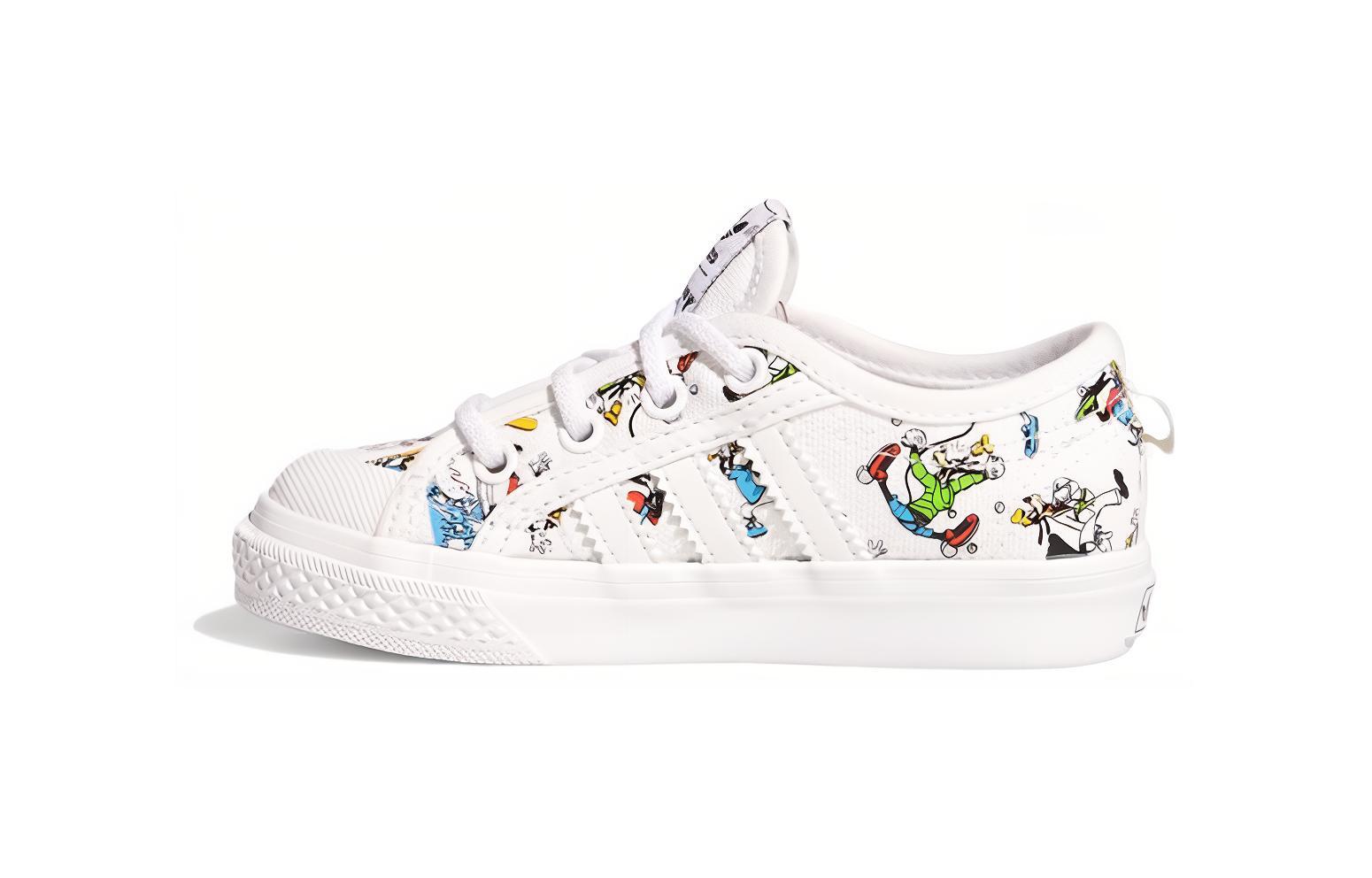 Adidas Originals Nizza I X Disney Sport Гуфи Нескользящие Нескользящие Низкие Детские Кроссовки Белые FW3822 26.5