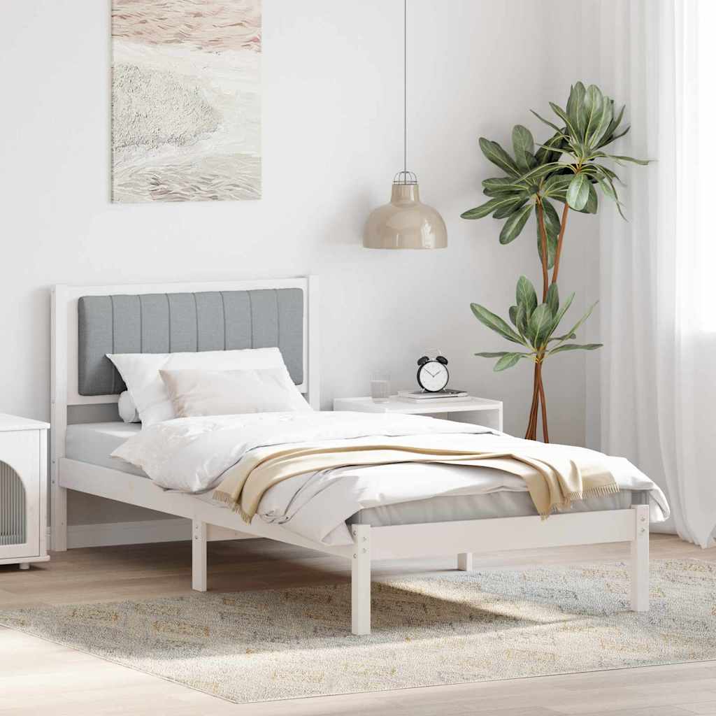 Bed Frame with Padded Headboard Light Grey 90 x 190 cm