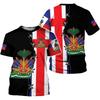 Haiti Nationaal Embleem Patroon T-shirt Voor Mannen Haïtiaanse Vlag 3D Geprinte T-shirts Casual Losse T-shirts Ronde Hals Tops Korte Mouwen