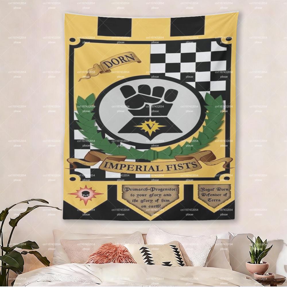 Imperial Fists Tapestry Rogal Dorn Primarch Banner Wall Hanging Gaming Room Decor for Fans 74x94cm(29x37in)