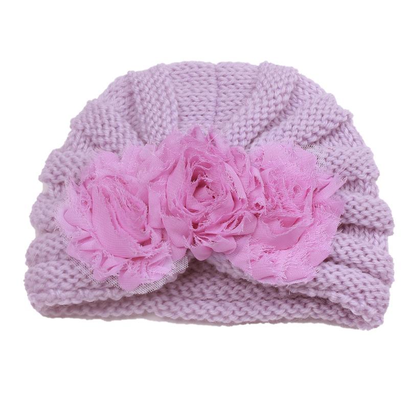 Winter new baby headgear children's flower knitted pullover cute warm baby hat