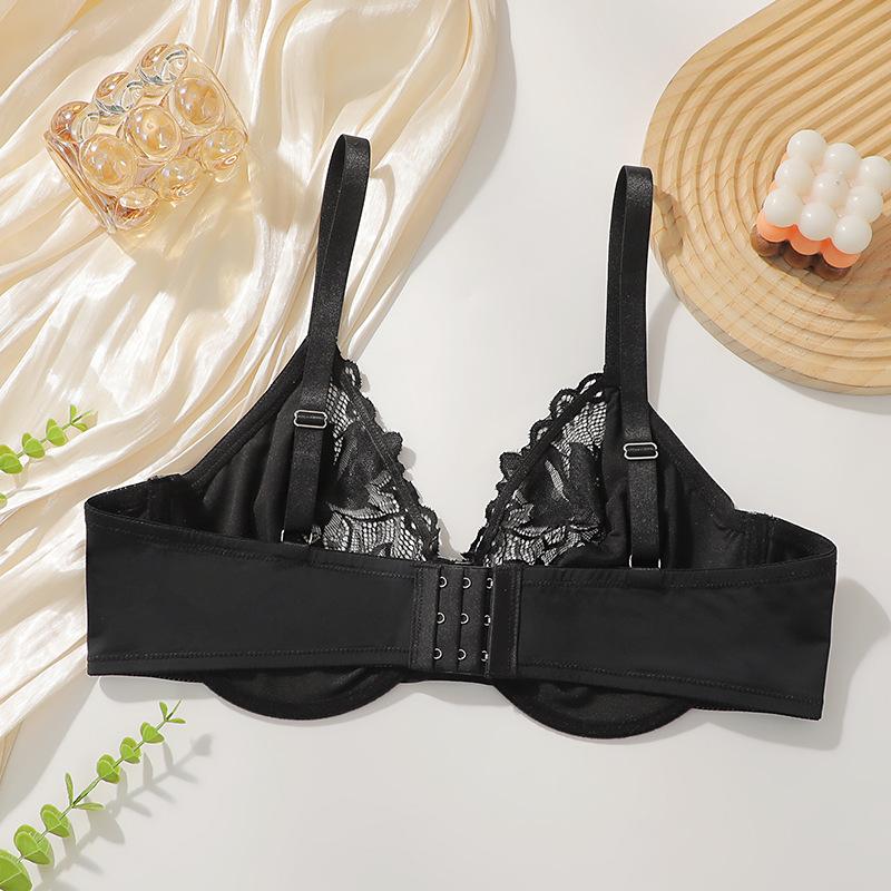 Popular large size bra steel ring lace gather thin fat mm low price underwear