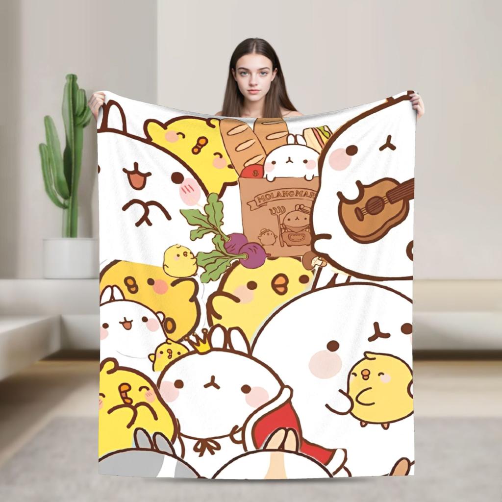 Molang Funny Cartoon Blanket Super Soft Warm Throw Blankets for Sofa 50x60 Inch Multiple Sizes Bedding Throws