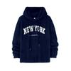 Men's Sweater European Version of Lamb Wool Loose Letter Embroidery Pocket Hooded Jacket