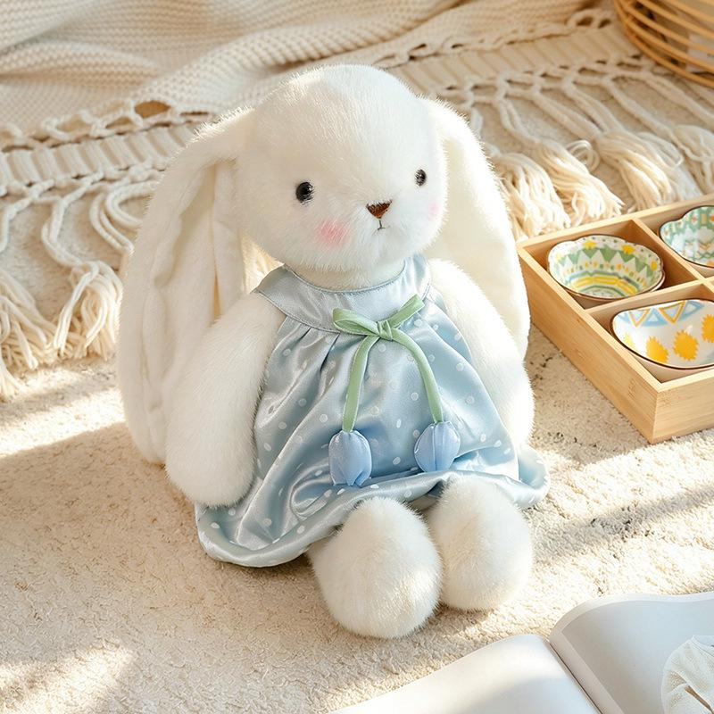 Adorable Tulip Long-Eared Rabbit Plush with Flower Gauze Skirt - Perfect Girly Gift