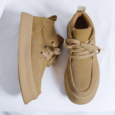2025 New European And American Thick Sole Men Leisure Leather Shoes Round Toe Lace Up Outdoor Shoes Genuine Leather Oxford Shoes