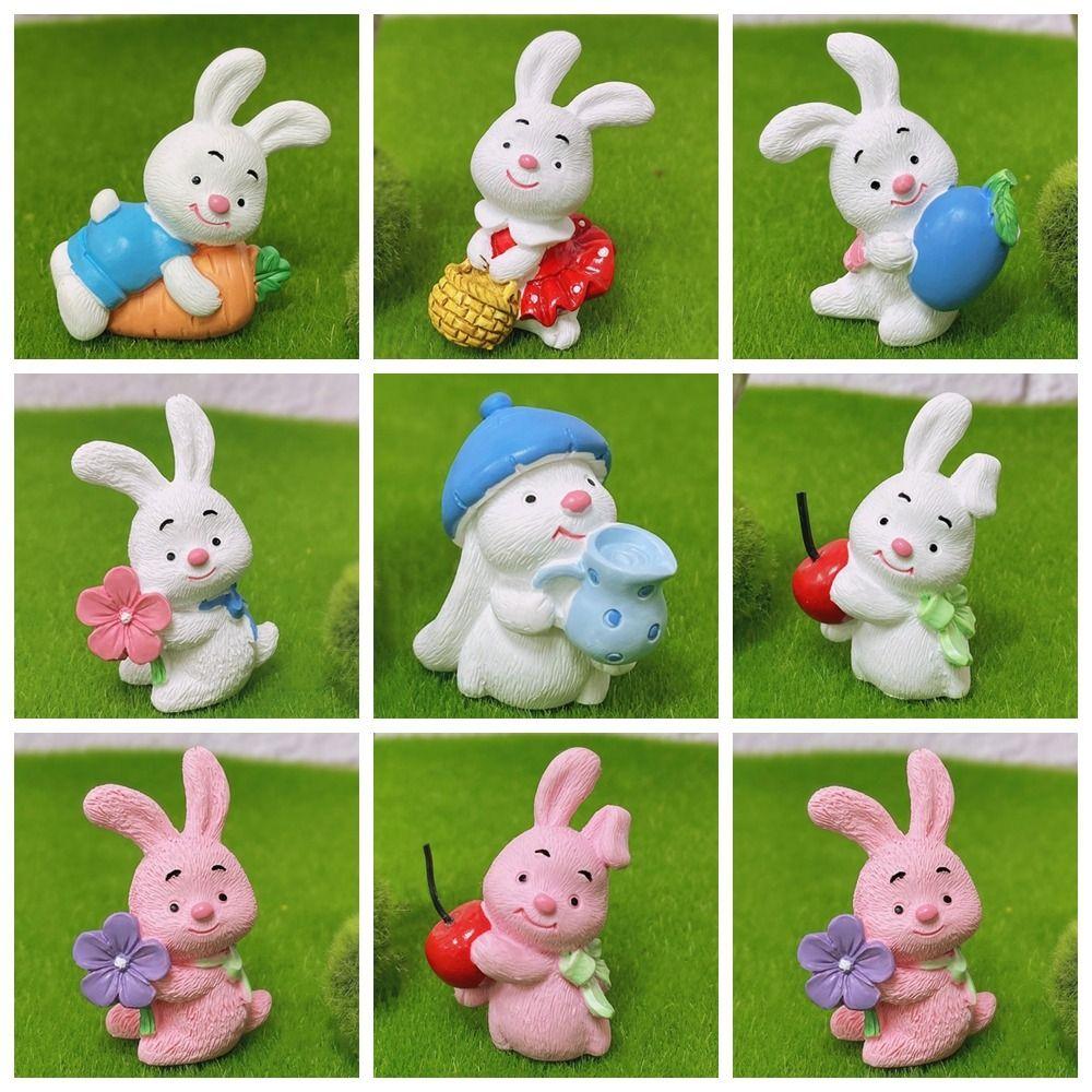 

Микропейзаж Миниатюрная фигурка кролика Смола Мини-заяц Цветочная вечеринка Фестиваль