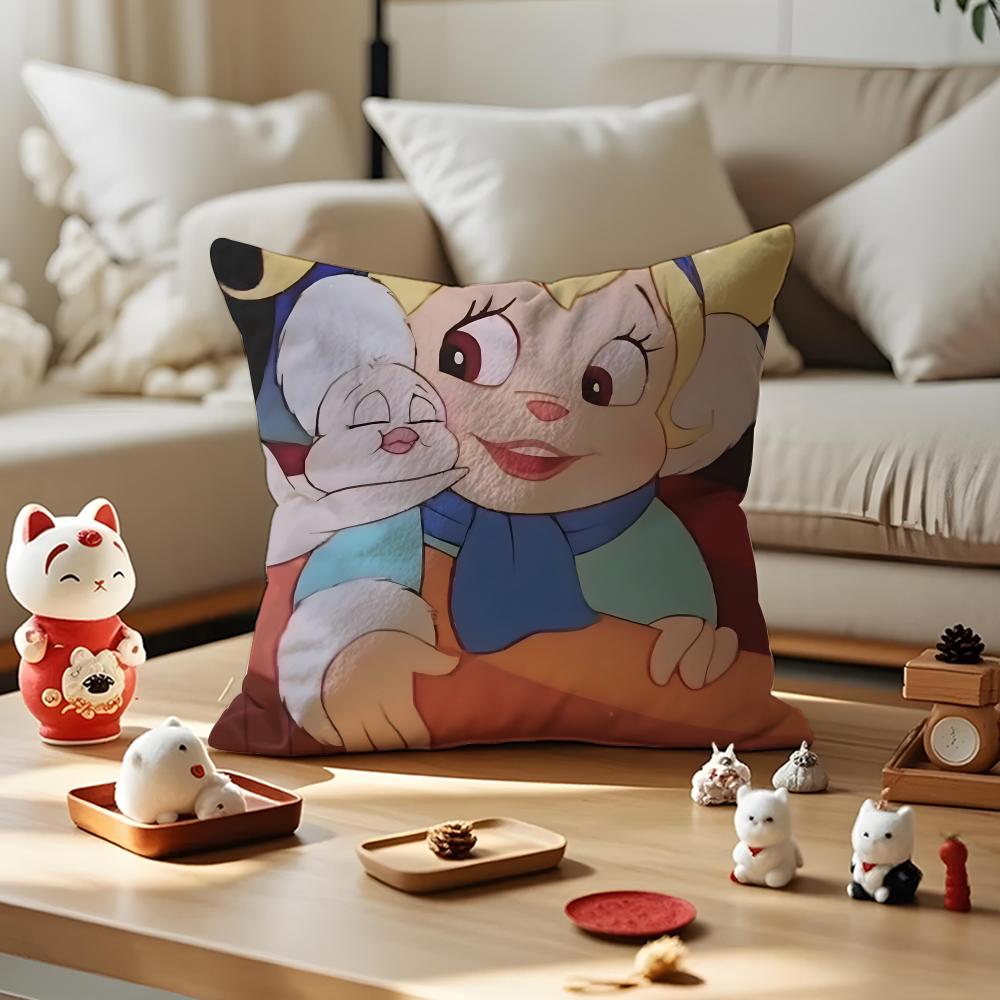 The Chipmunk Anime Adventure Cushion Cover Anti-dustmite Pillowcase Invisible Zipper Silky Short Plush Sofa Cushion Cover