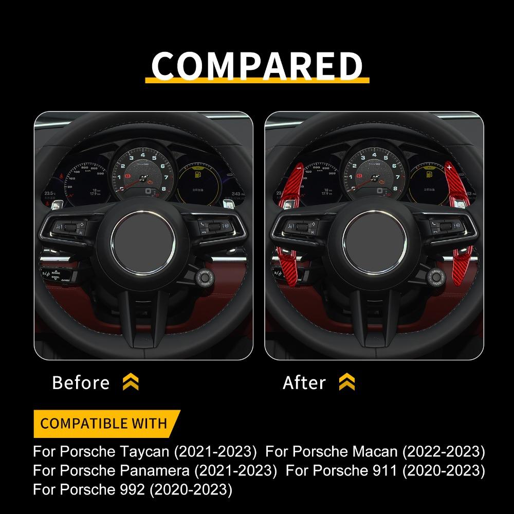 Car Steering Wheel Shift Paddles Shifter Carbon Fiber Gear Plate For Porsche Taycan Panamera Macan 911 992 Interior Trim