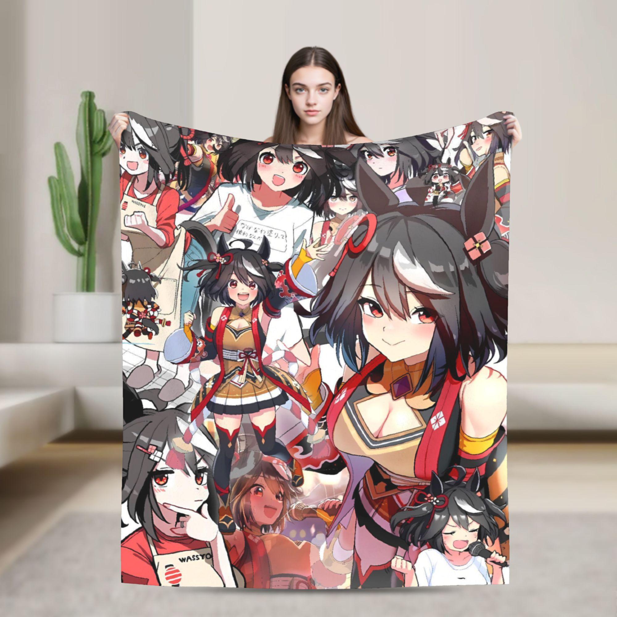 

Uma Musume Pretty Derby Аниме Плед Мягкий Теплый Узор Плюшевый Плед для Дивана Кресла Кемпинга Фланелевое Покрывало Покрывало на Кровать 30x40in