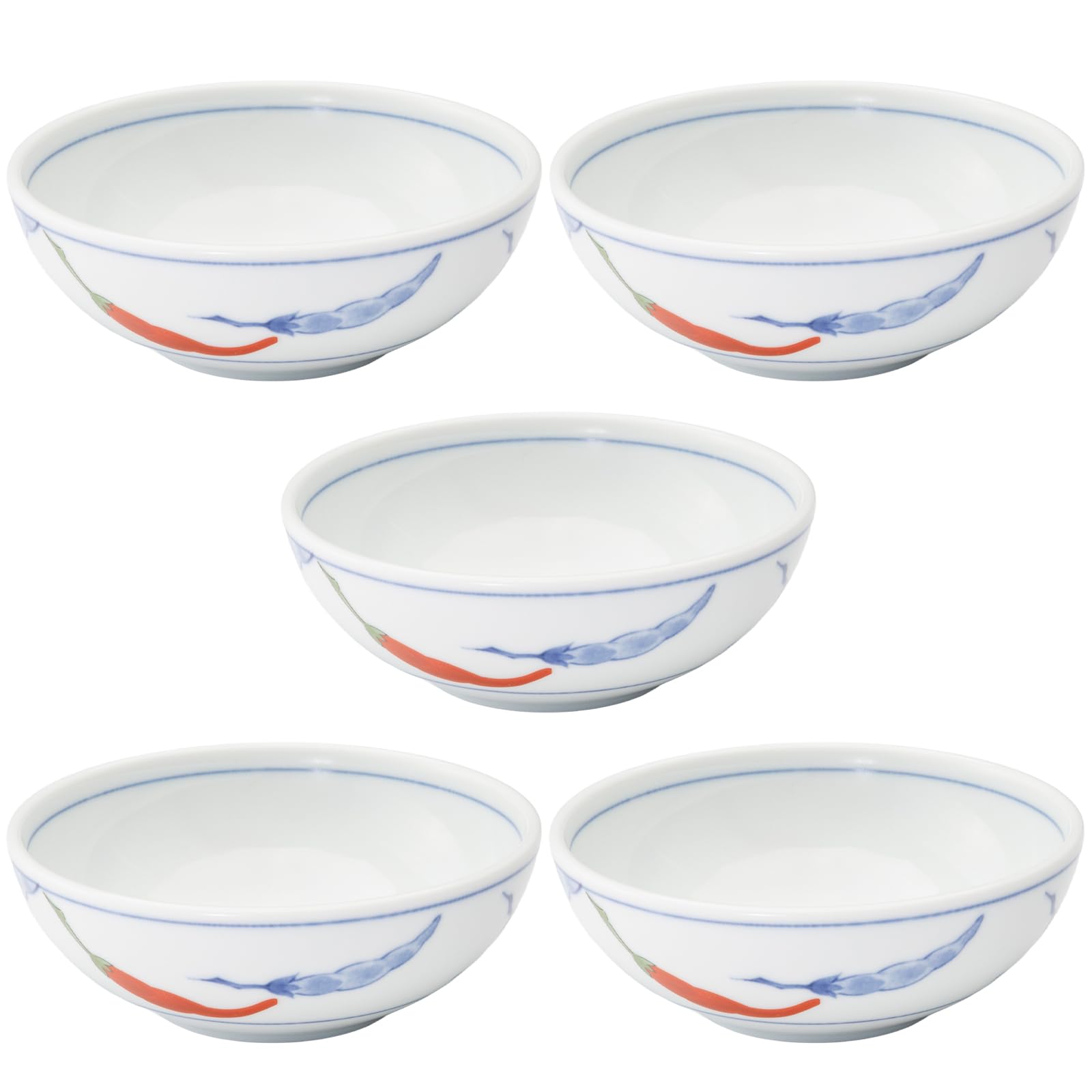 

Mino Ware Dinnerware Set of Small 12cm Microwave and Dishwasher Made in Product Number 564628 Nishiki Togarashi 5, Bowls, Plates, Approx. Diameter, синий