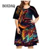 Starry Sky Cat Graphic Dress For Women Tie Dye 3D Printed Casual Loose Plus Size Dress Short Sleeve Fashion Hip Hop Kawaii Dress