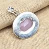 Pink Chalcedony Gemstone 925 Sterling Silver Oval Shaped Pendant Jewelry Pendant
