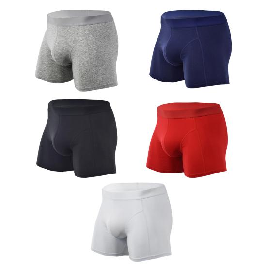 Men Boxer Briefs Mid-rise Elastic Waist U-Convex Shorts Underwear Solid Color Breathable Slim Fit Design Panties