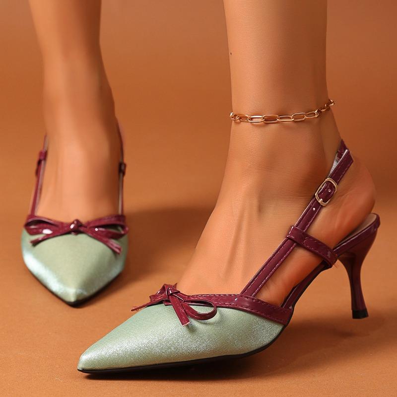 Fashion 2025 Fashion Buckle Strap Women's High Heels New Color Matching Office and Career Plus Size Best Seller Closed Toe Sandals