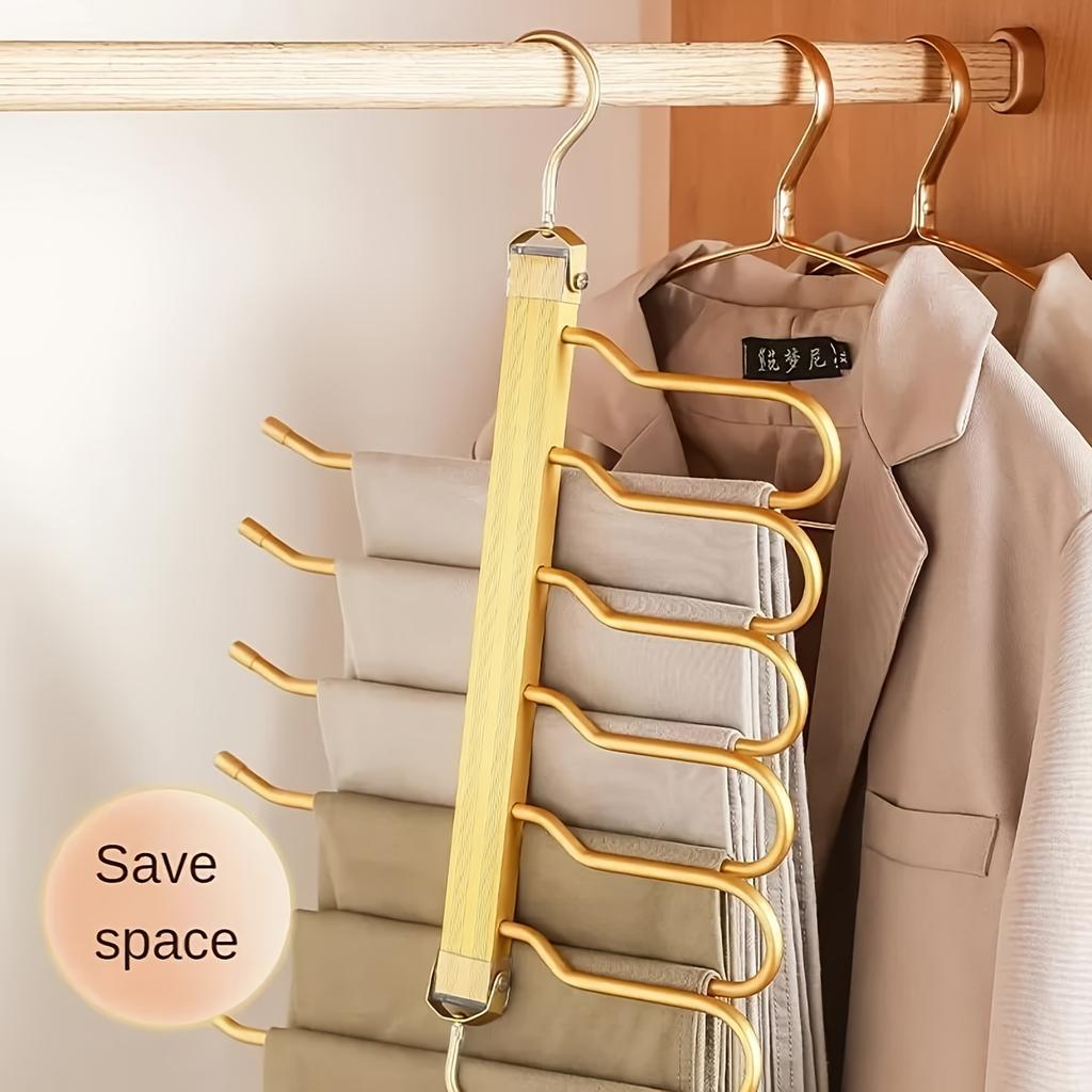 6-in-1 Rotatable Pants Hanger, Space-Saving & Non-Slip. Perfect for Home/Hotel/Travel! Durable & Easy Use.