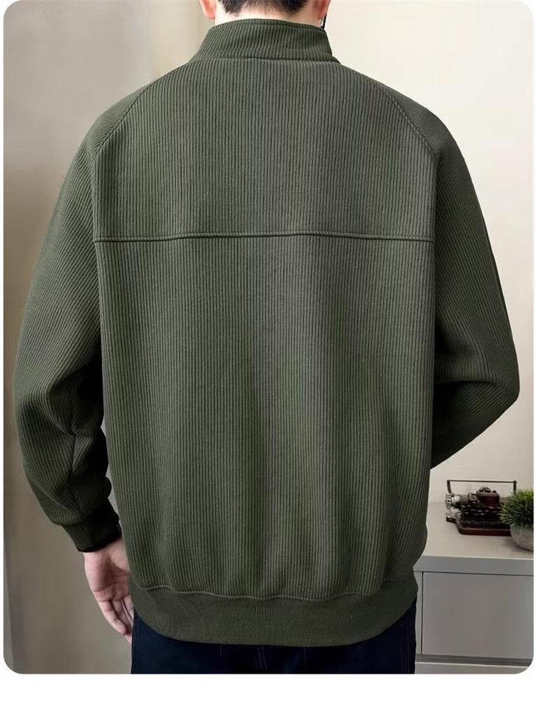 Men's 2024 Spring/Autumn Thickened Pullover Half-Zip Stand Collar Sweatshirt