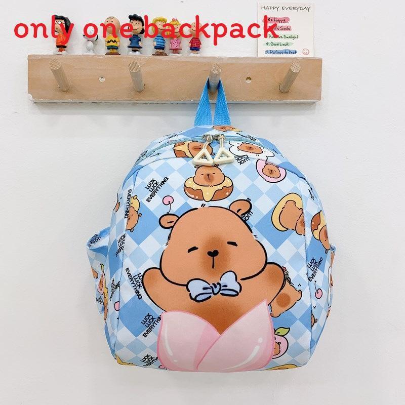 Backpack Children Capybara Zipper Design Adjustable Shoulder Schoolbag Straps