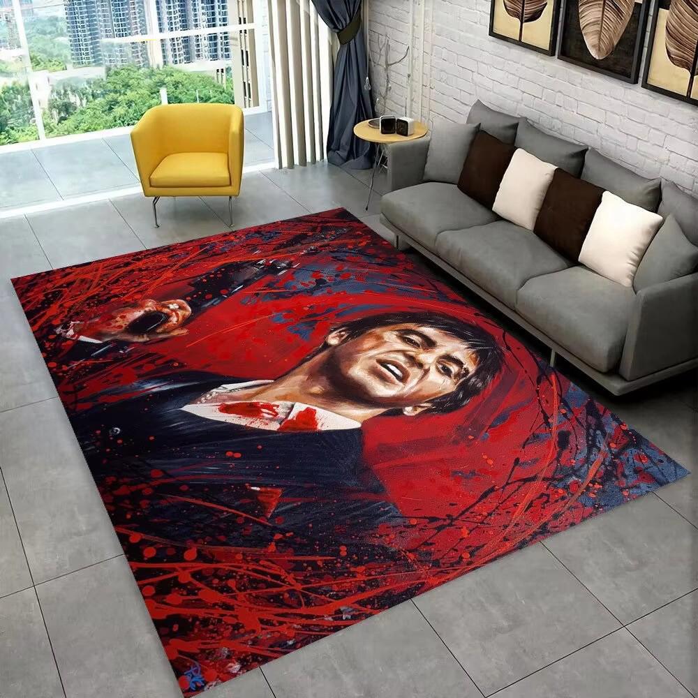 Tappeto Area Scarface Tony Stampa 3D Grande, Tappeto per Soggiorno Camera da Letto Divano Zerbino Decorativo, Tappetino da Gioco Antiscivolo per Bambini