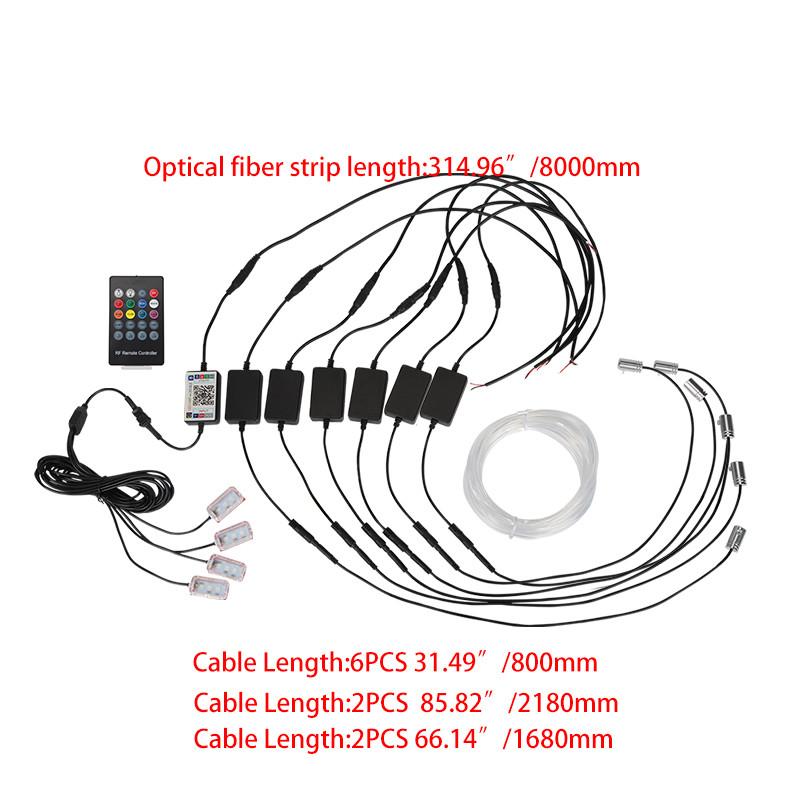 Universal Car LED Opitcal Fiber Ambient Lighting Kit Auto 8 Meters Optical Fiber String Atmosphere Lamps