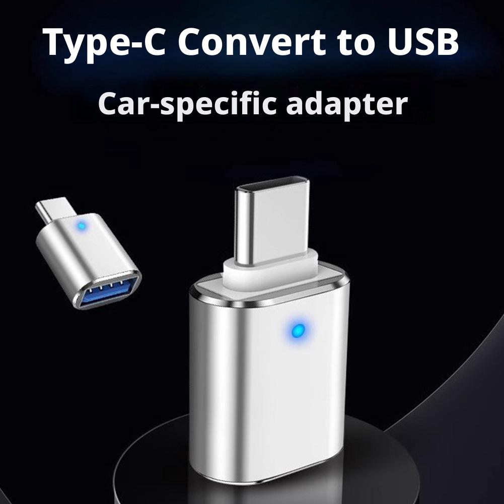 USB-C to USB 3.0 OTG Adapter with LED Light,Type-C Male to USB Female Converter for Car Audio, Flash Drive, Phone, Tablet