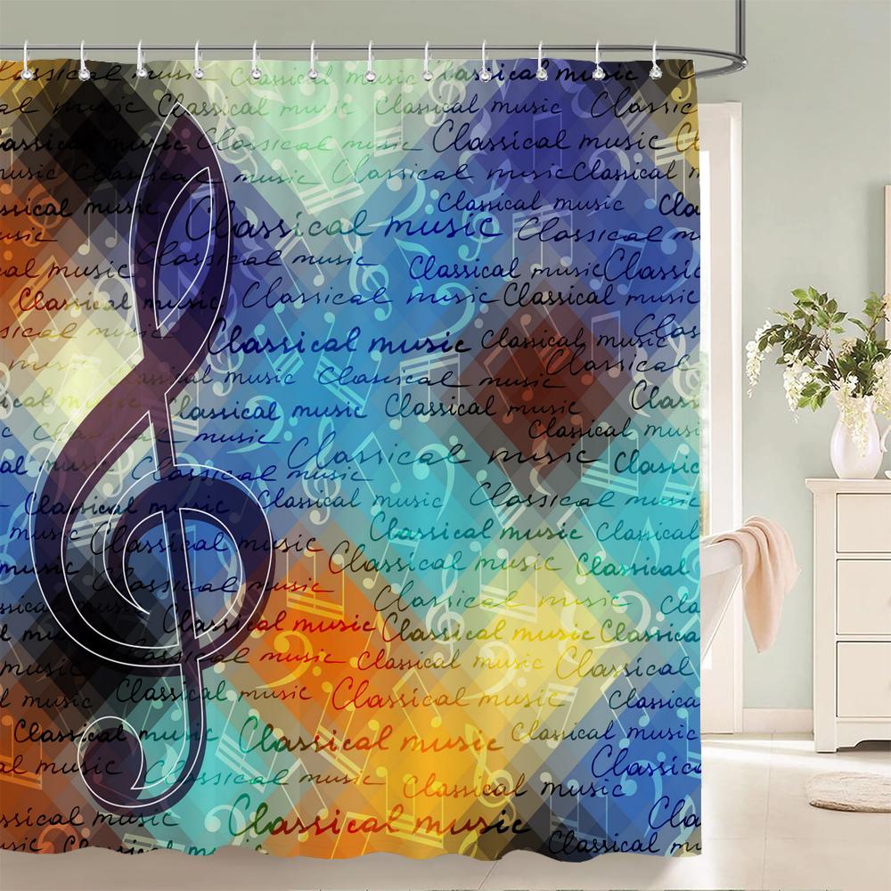 3D Music Rock Style Printed Shower Curtains Bathroom Curtain Frabic Waterproof Polyester Bath Curtain Home Decoration With Hooks