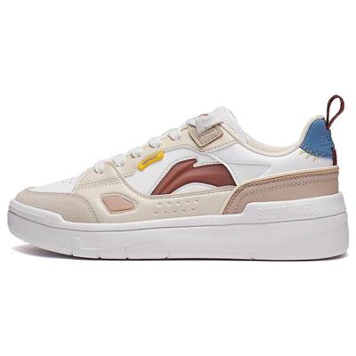 Li Ning Common 80s Comfortable Versatile Easy Casual Slip Resistant Durable Low Top Skate Shoes Women Sneakers Brown White AGCT228-3
