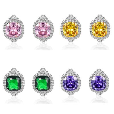 High-end Simulation Dark Blue Colored Gemstone Lavender Purple Stud Earrings with Zircon Ear Jewelry