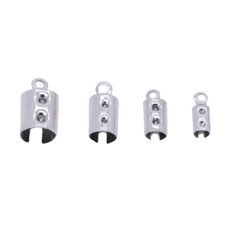 Jewelry Clamps Stainless Steel Rope Clip Crimp Beads Ends Caps Fastener Craft Supplies For Necklace Bracelet Making