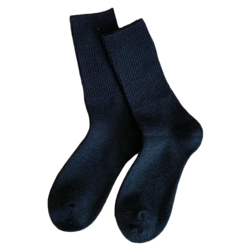 Season Socks Stacking Socks Trendy Outer Wear Fleece Thickened Warm Wool Socks Solid Color Retro Medium Tube Socks