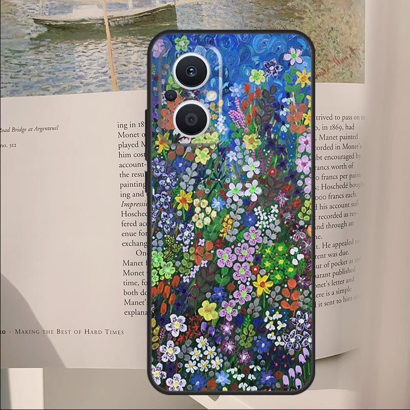 Buntes Blumenmalerei Kunst Cover Für OPPO Reno 12F 11F 13F 14F 10 11 12 13 14 Pro 8 Lite OPPO Find X9 X6 X5 X8 Pro Hülle