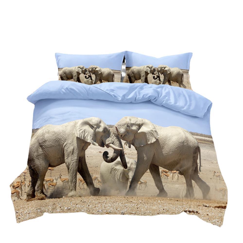Animal Elephant Series Digital Printing 3D Three-Piece Home Textile Kit Customized