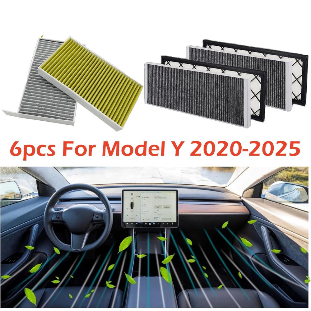 For Model Y 2020-2025 Air Filter HEPA Air Intake Filter Replacement With Activated Carbon For Tesla Model Y