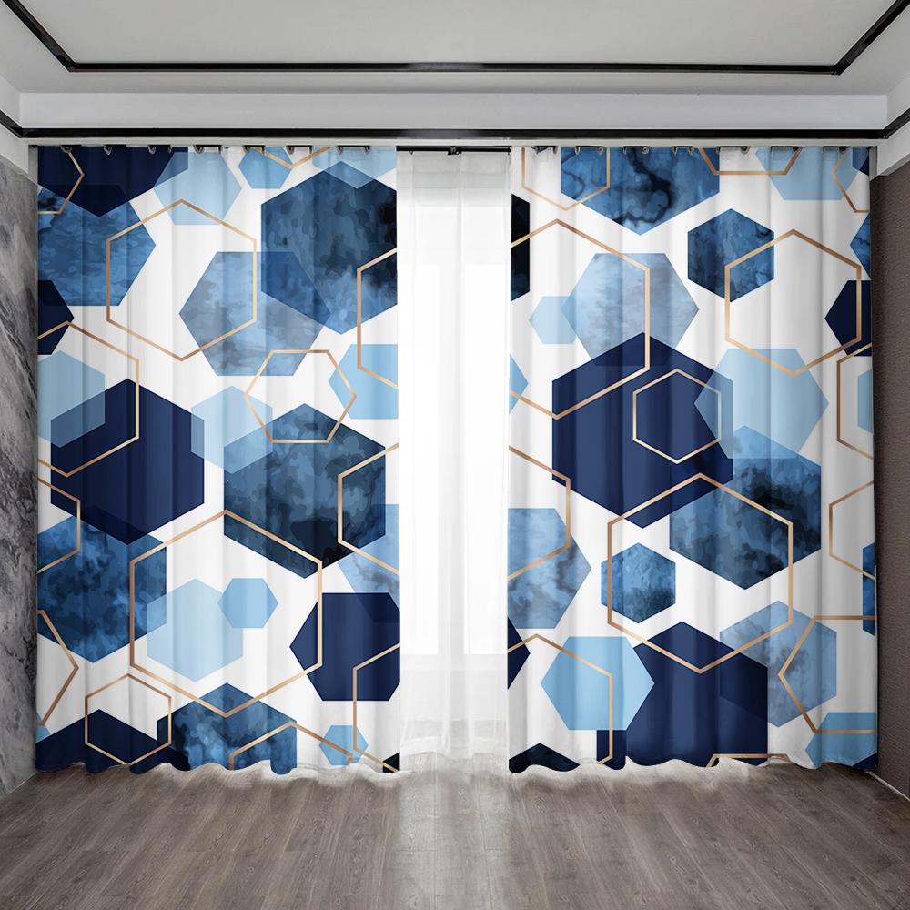 

2 шт. Домашние декоративные шторы с противоположными геометрическими шторными карманами, подходят для кухонь, кафе, гостиных, балконов 75x166cm&Without mount