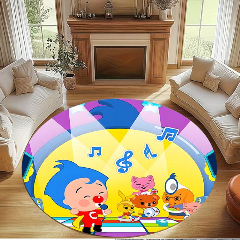 Plim Plim Print Round Rug, Washable Floor Carpet, For Entryway Dorm Laundry Room Office Study, Home Decor Birthday Christmas Gift