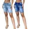 Women Denim Shorts High Waisted Rolled Cuff Shorts Slimming Bermuda Stretch Jean Shorts